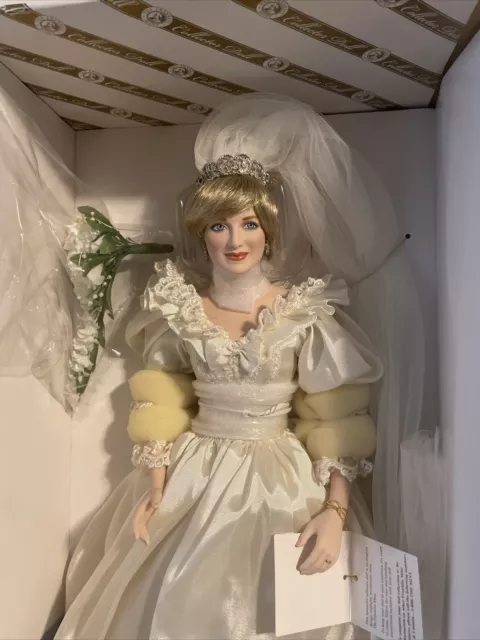 Franklin Mint Princess Diana Doll Porcelain Wedding Bride Doll New
