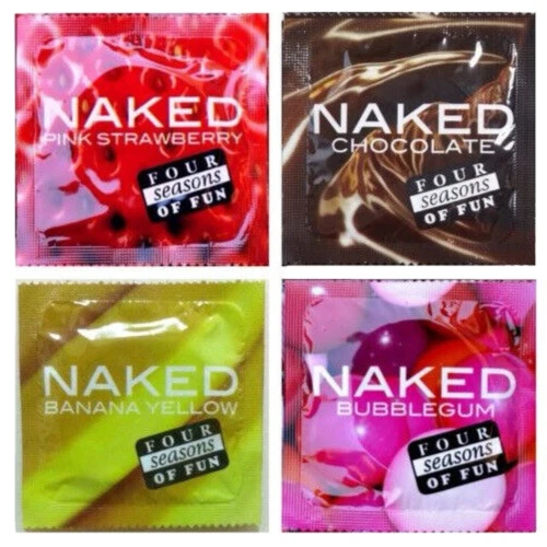 FOUR SEASONS NAKED Flavoured Condoms Chocolate Strawberry Banana