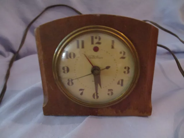 Vintage Telechron Electric Mantel Clock Model H Art Deco Wood Frame