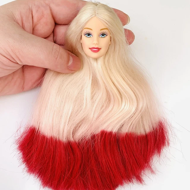 BARBIE DOLL HEAD With Custom Rerooted Red Blonde Ombré Hair
