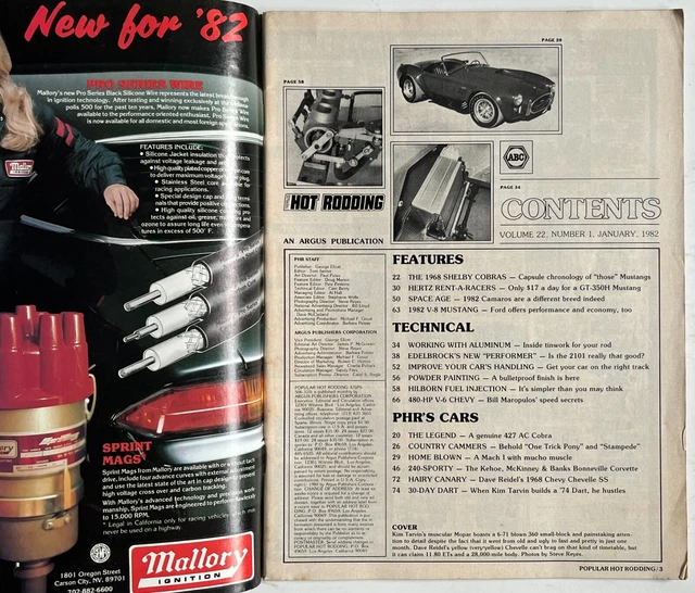JANUARY POPULAR Hot Rodding Magazine Shelby Cobras Etc
