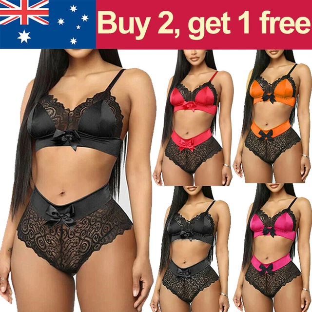 WOMEN LACE SEXY Lingerie Bikini G String Bra Thong Underwear Bra And