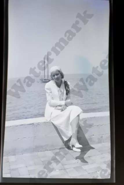 S Candid Of Pretty Woman Sitting On Dock Vintage B W