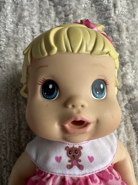 2008 HASBRO BABY Alive Doll Better Now Drink Wet Blonde Hair Blue