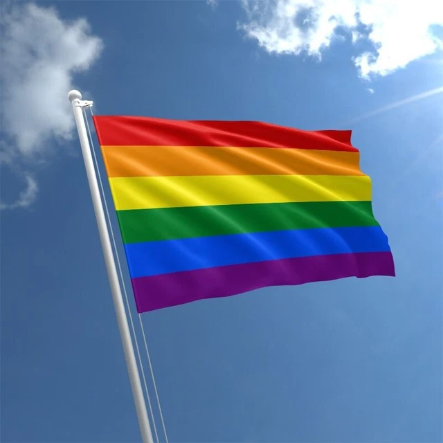 RAINBOW PRIDE FLAG 5ft X 3ft Rainbow Gay Inclusive Flags With Eyelets