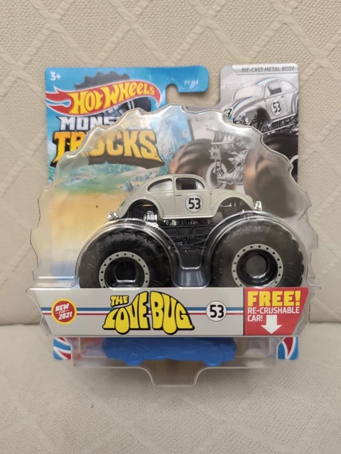 HOT WHEELS HERBIE Love Bug VW Monster Truck Gris Rare VHTF Exclusif