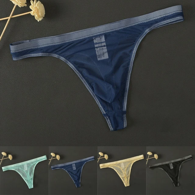 MENS SEXY LOW Rise Briefs Bikini G String See Through Breathable Pouch Underwear