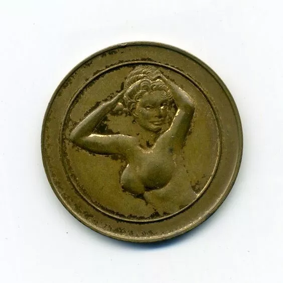 VINTAGE NUDE LADY Heads Or Tails Adult Flip Coin Novelty Token PicClick