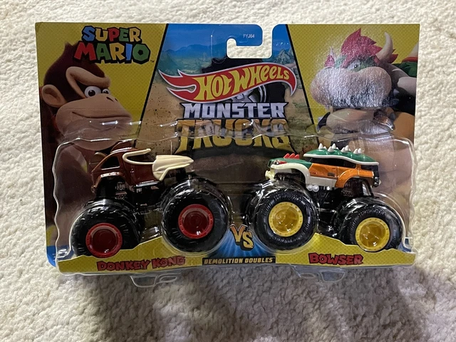 HOT WHEELS MONSTER Trucks Donkey Kong Vs Bowser Super Mario Demolition Double EUR 11 25