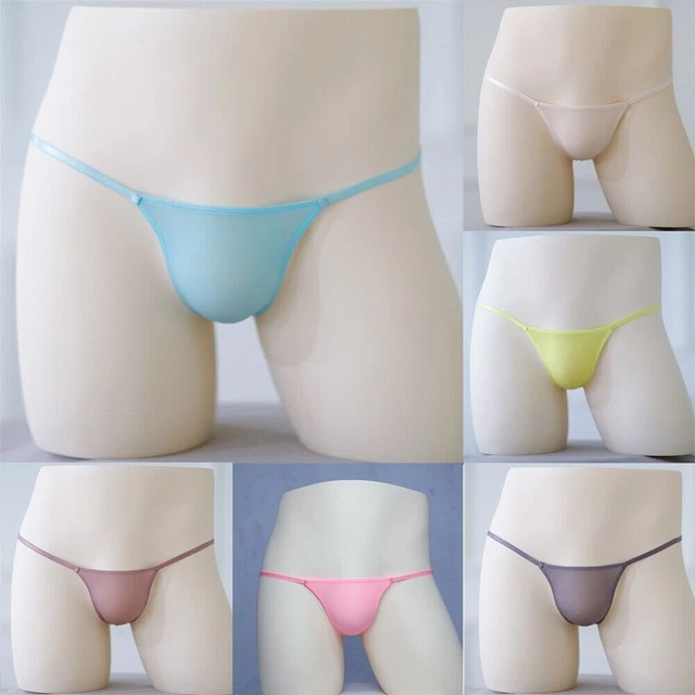 SEXY MEN S LOW Rise G String Thong Bikini Underwear Ice Silk Pouch