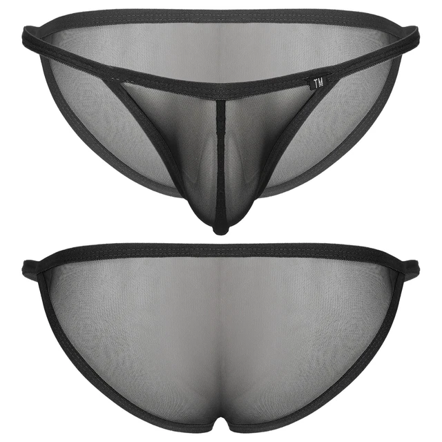 MENS SEE THROUGH MESH Briefs Low Rise Bikini G String Thong Panties
