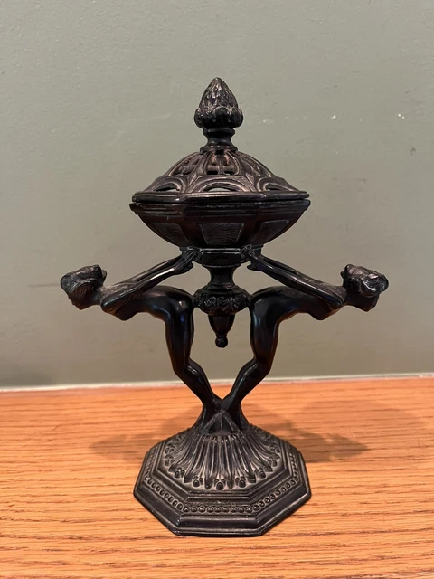 RARE S RONSON Standing Nude Design Art Deco Statue Sculpture Incense Burner