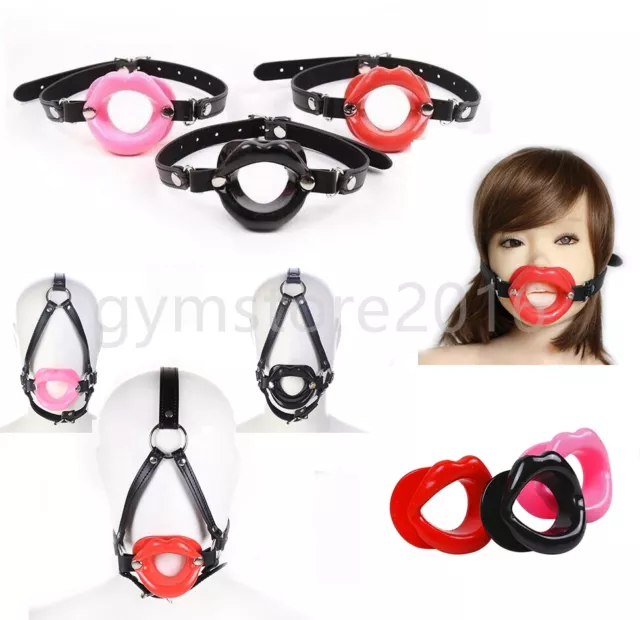 ORAL OPEN MOUTH Gag Bondage Silicone O Ring Gag Head Harness Straps 3