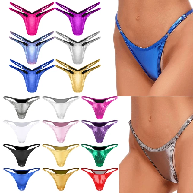 DAMEN MICRO MINI String Tanga Wetlook Bikini Slip Lack Leder Unterhosen