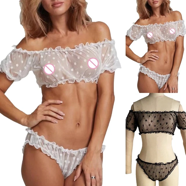 SOUTIEN GORGE TRANSPARENT LINGERIE Sexy T Back String Ensemble De