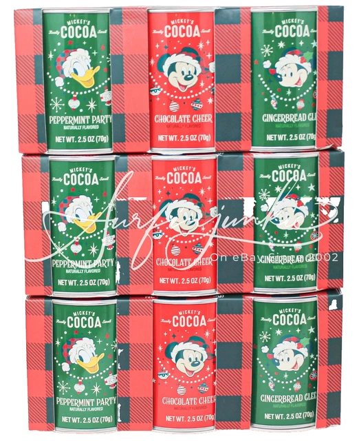 DISNEY PARKS MICKEY S Cocoa Hot Chocolate Oz Metal Tin Canisters Christmas P