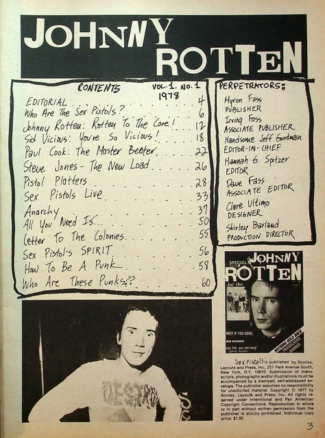VINTAGE PUNK ROCK Special Magazine Photos Johnny Rotten Sex Pistols