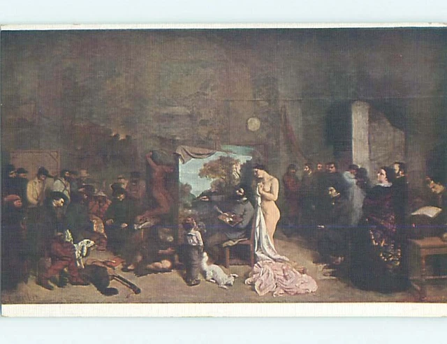 PRE LINEN FOREIGN RISQUE NUDE WOMAN STAND BESIDE PAINTER PAINTING PICTURE HL PicClick CA