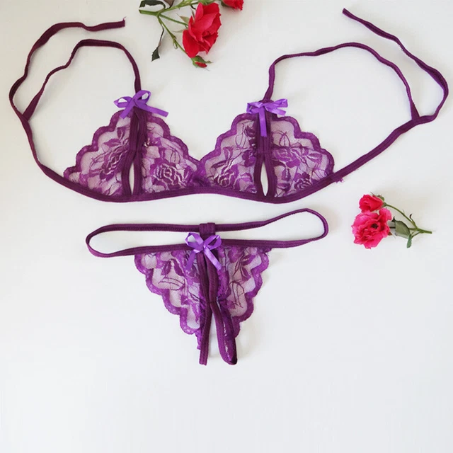 FEMMES SEXY BIKINI Lingerie Dentelle Nuisette Soutien Gorge Ouvert Sous