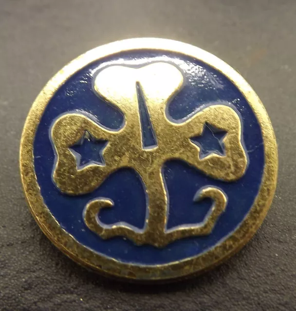VINTAGE ENAMEL GOLD Tone D Stars Clover Girl Scouts Hat Pin Lapel Pin