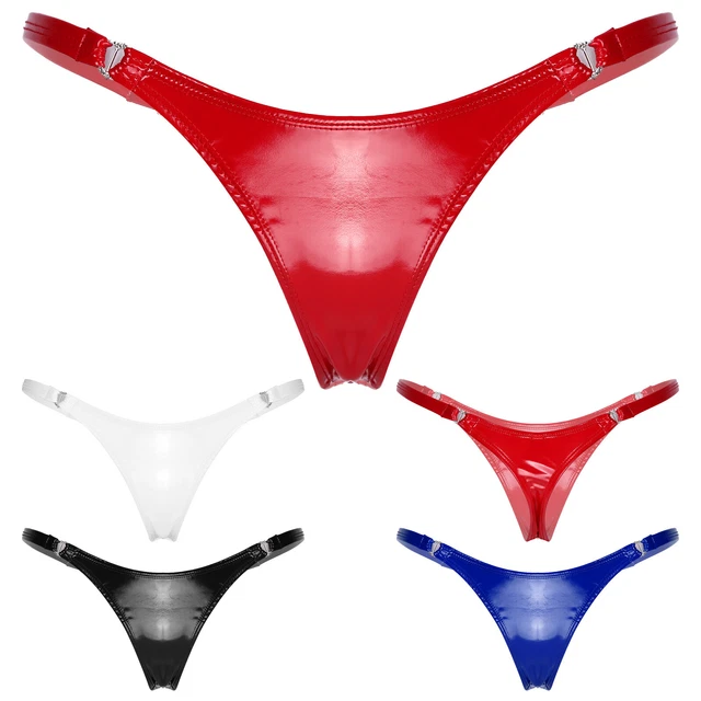 SEXY DAMEN STRING Tanga Leder Optik Slip Bikini Thong Unterhose