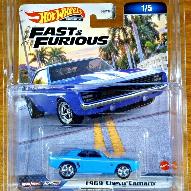 HOT WHEELS PREMIUM Fast Furious Chevy Camaro Real Riders Bleu Yenko EUR