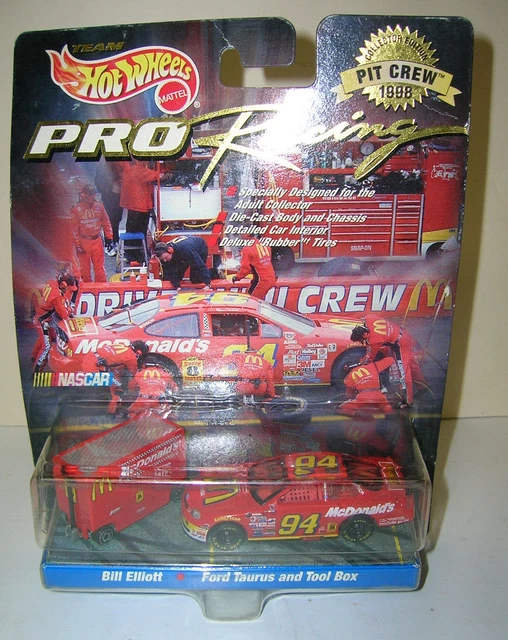 HOT WHEELS PRO Racing Bill Elliott Pit Crew 1998 Ford Taurus W Toolbox