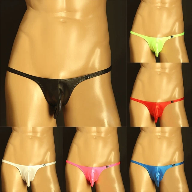 MEN S SEXY ICE Silk Thong Bikini Briefs Bulge Pouch Tback Underwear M