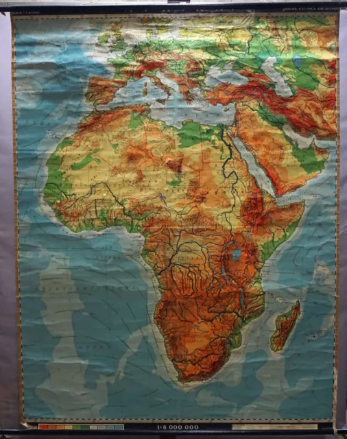 Vintage Rollable Map Wall Chart Poster Africa Wall Decoration 13725