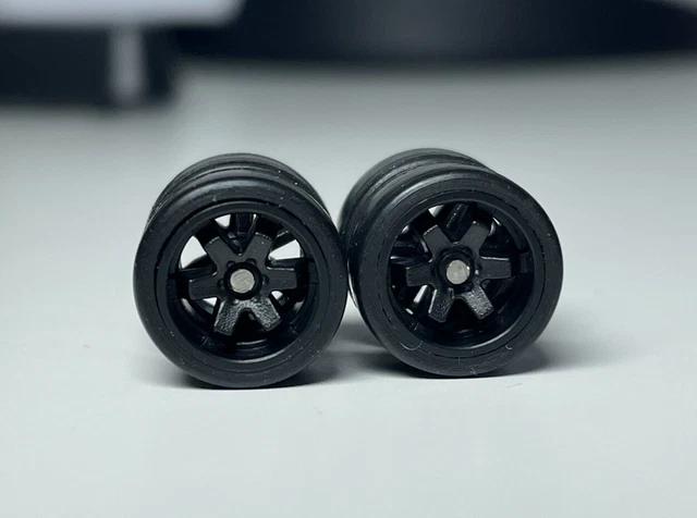 HOT WHEELS BLACK TE37 Volk Rays 6 Spoke Real Riders Wheels Rims Tires
