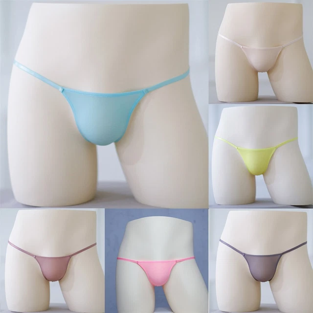 FASHIONABLE MEN S LOW Rise Ice Silk Thong Bikini Underwear With Sheer