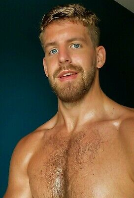 Shirtless Male Blond Hairy Chest Tattoos Beard Muscle Beefcake Photo