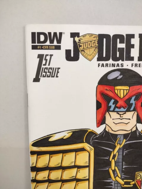 JUDGE DREDD 1 2015 Sketch Variant Cover Comic W Original Brett