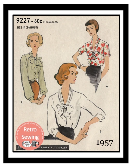 S PUSSY BOW Blouse Sewing Pattern Bust Reproduction