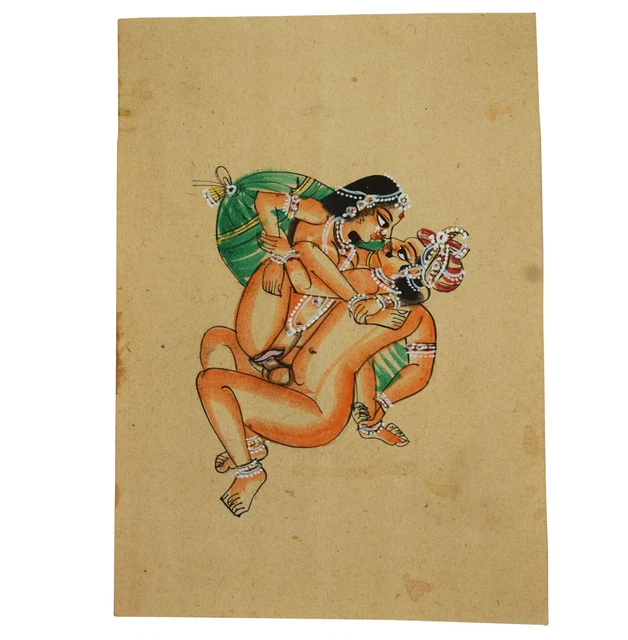 INDIAN MINIATURE ART Watercolor Old Paper Nude Painting Mughal Emperor