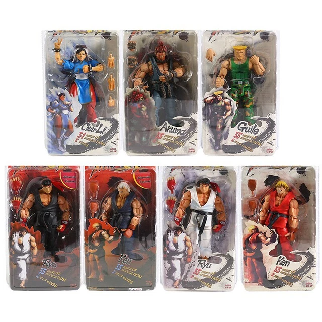 NECA STREET FIGHTER Ken Ryu Guile Chun Li Akuma Action Figure Game Version Hot