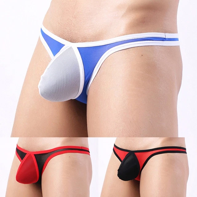 SEXY MENS MESH Bikini Briefs See Through Panties Bulge Pouch Thongs