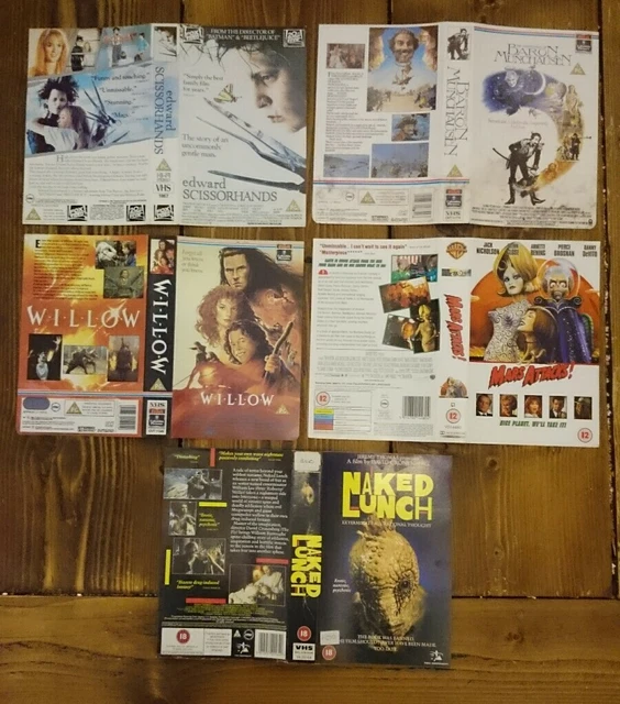 RARE VHS BIG BOX EX RENTAL SLEEVES X 5 REVERSIBLE Big Box See Photos Naked Lunch 11 99