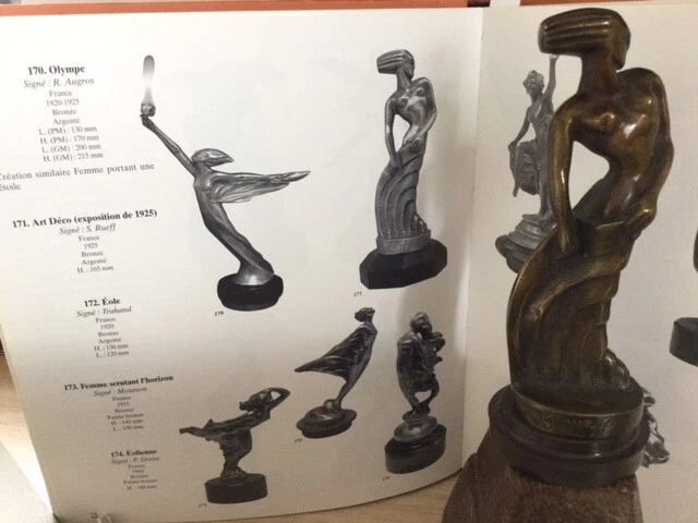 VINTAGE ART DECO CAR MASCOT BY Rueff NUDE GIRL HOOD ORNAMENT MASCOTTE