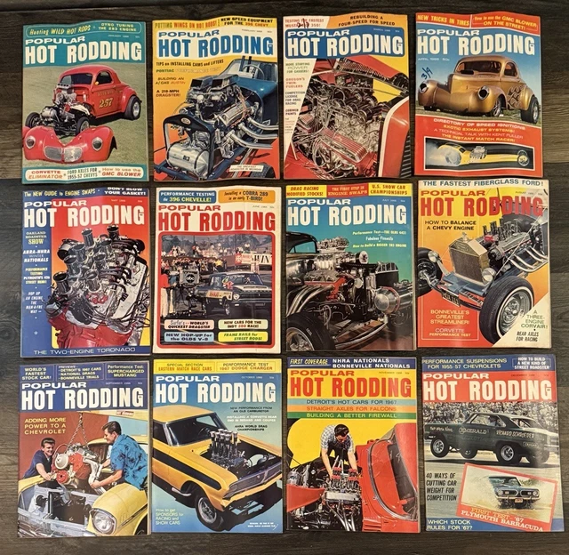 VINTAGE POPULAR HOT RODDING Full Year Magazine Lot Rare