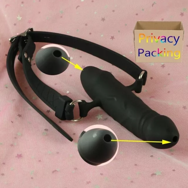 Open Mouth Gag Silicone Hollow Drool Double Headed Oral Bdsm Adults