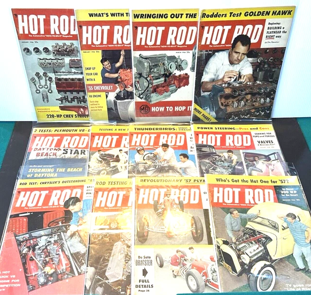 HOT ROD MAGAZINE Full Year Lot Chevy Ford Mopar Dodge Racing Mechanics