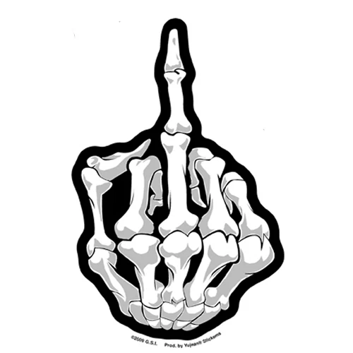 Biker Chopper Motorrad Fuck You Skelett Mittelfinger Aufkleber Sticker