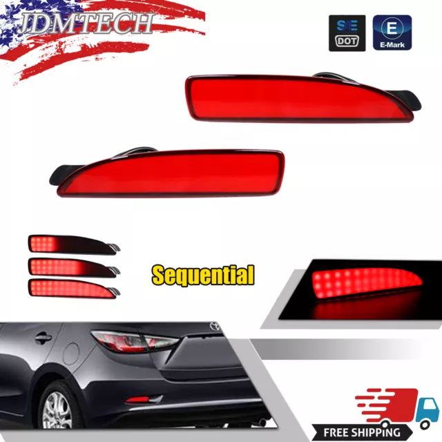 Red Led Rear Bumper Reflector Brake Tail Signal Light For