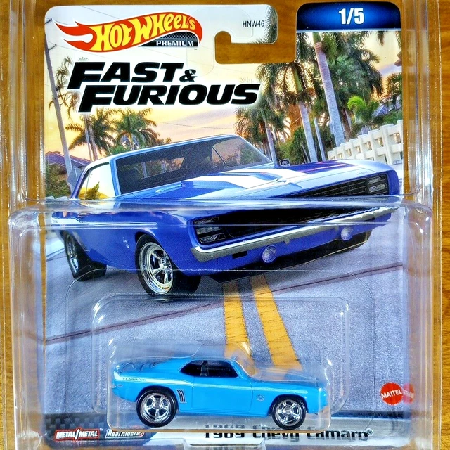 HOT WHEELS PREMIUM Fast Furious Chevy Camaro Real Riders Bleu Yenko EUR