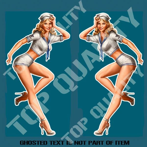 RETRO PILOT PIN Up Girls Mirrored Decal Sticker Set Hot Rod Rat Rod Stickers EUR PicClick FR