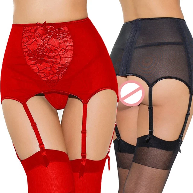 DONNA LINGERIE SEXY Vita Alta Pizzo Reggicalze Giarrettiera Calza