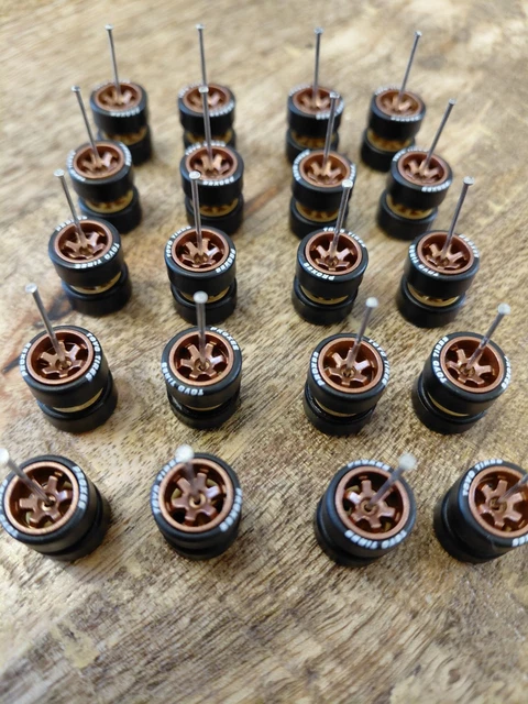 HOT WHEELS 1 64 10 Sets Custom RUBBER Tyres ROTA Wheel Swap BRONZE GOLD
