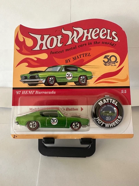 Hot Wheels Th Anniversary Hemi Barracuda Green Unpunched Card Button K Eur