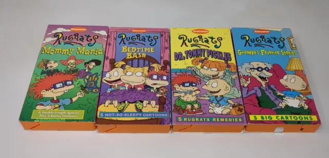 NICKELODEON RUGRATS VHS Lot Of 4 Orange Tapes Mommy Mania Bedtime Bash